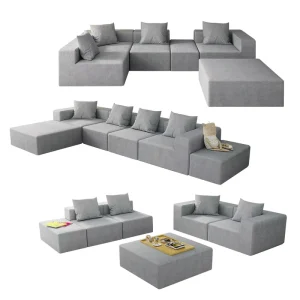 Modern Fabric Modular L-Shape Sectional Sofa for Home and Hotel