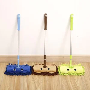 Modern Flat Mop Stainless Steel Pole Hands Free Rotating Design Ultra Fine Fiber Mop Head Durable Absorbent Includes Mop Bucket