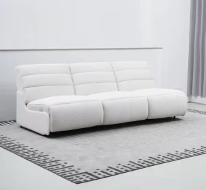 Modern Genuine Leather Recliner Extendable Sofa with Wood Frame