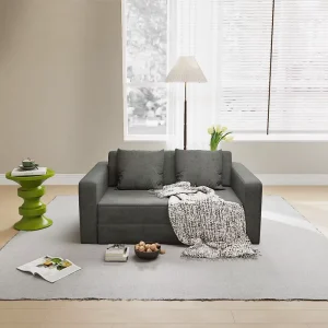 Modern Gray Fabric Modular Loveseat Sofa, 2-Seater Couch for Small Living Room