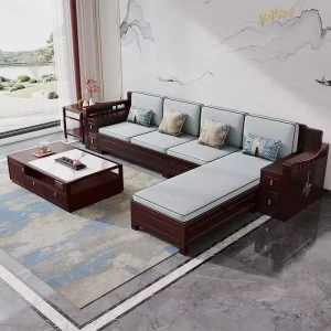 Modern Hotel Bedroom Furniture Set with Coffee Table and TV Cabinet, Gray and White MDF