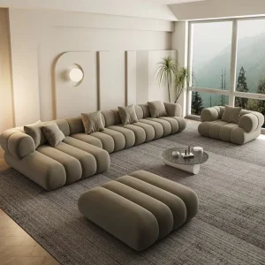 Modern L-Shaped Sectional Sofa Set, 1- to 4-Seater