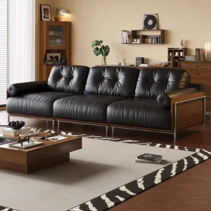 Modern Leather Sofa Set for Three People