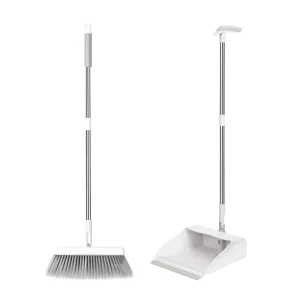 Modern Long Handle Self-cleaning Upright Flagged Bristle Waterproof Easy Cleaning Portable Broom Dustpan Set