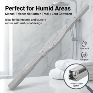 Modern Long Telescopic Aluminum Alloy Curtain Track Eco Friendly Anti Rust Durable Quiet Sliding Manual Track Easy DIY
