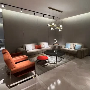 Modern Luxury Extendable Living Room Sofa Set with Frosted Cowhide and Solid Wood Frame for Hotel and Villa Use
