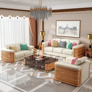 Modern Luxury Rectangle Living Room Reclining Upholstered Leather Sofa Set Sponge Italian Style Apartment Hotel Villa Accent