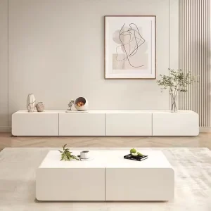 Modern Luxury White TV Cabinet White Wooden Cabinet Mounted Media Entertainment Center for Living Room for Hotel Use