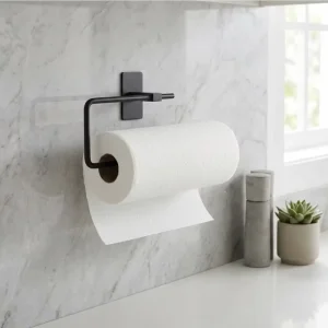 Modern Matte Black Self Adhesive Kitchen And Bathroom Paper Holder Towel Holder Paper Roll Holder
