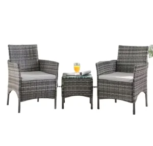 Modern Metal Outdoor Rattan Garden Furniture Set, Portable Waterproof Patio Dining Furniture