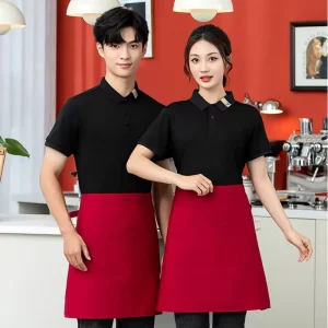 Modern Minimalist Half Apron Waterproof Oil Proof Custom Logo Printing Restaurant Kitchen Workwear
