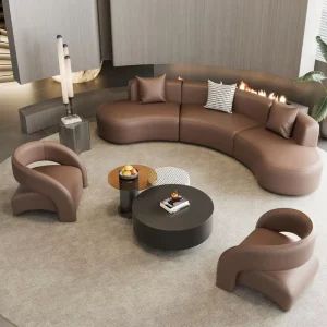 Modern Minimalist Italian Luxury Three Seat Curved Sofa for Small Spaces Apartments & Hotels