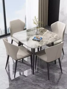 Modern Minimalist Rock Dining Table square Small sized Household Nordic Leisure Reception Negotiation Table Commercial Use