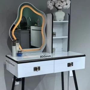 Modern Minimalist Rock Slab Bedroom Storage Cabinet High End Small Apartment’s Integrated Makeup Table Lighted Mirror for Women