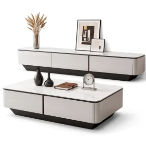 Modern Minimalist Sintered Stone & Eco friendly Panels TV Stand Storage Luxury Living Room TV Cabinet Set for Apartment Bedroom