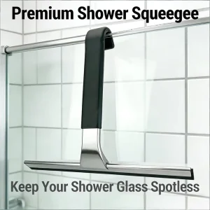 Modern Minimalist Window Squeegee with Hanging Design Black Scratch Free Glass Cleaner for Bathroom and Kitchen