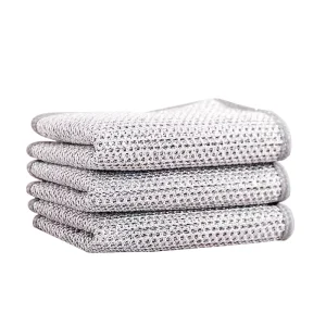 Modern Multipurpose Non Scratch Silver Wire Cloth Cleaning Cloths Double Layer Dishwashing Rag for Kitchen Use One Two Layers