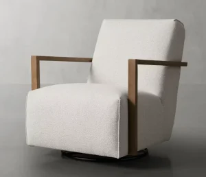 Modern Nordic Minimalist Chair Wood Frame Dining Living Bedroom Events Arm Fabric Swivel Single Sofa Chairs