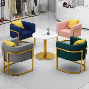 Modern Nordic Velvet Armchair with Metal Frame