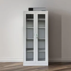 Modern Office Glass Frame Metal Filing Cabinet with Glass Doors for School Supermarket Basement Dining Use