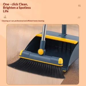 Modern Plastic Handle Sweeping Broom Set Stainless Steel Broom Household Soft Long Scraping Dustpan Combination