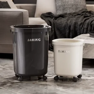 Modern Plastic Large Capacity Waste Bins Multi Size for Living Room and Kitchen Use with Wheels