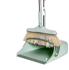 Modern Portable Upright Standing Dustpan with Extendable Broomstick Easy Sweeping Broom and Dustpan Set