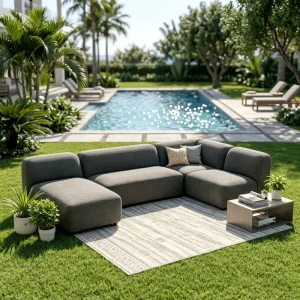 Modern Quick Dry Foam Outdoor Waterproof Eco Friendly Aluminum Frame Breathable Fabric Garden Sectional Furniture Customizable