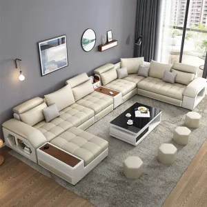 Modern Shaped Sectional Sofa Couch Bed 7 Piece Set Furniture Living Room Fabric Velvet Sofas Manufacturers For Home
