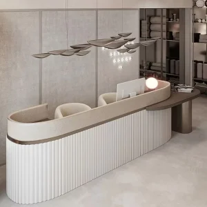 Modern Solid Wood Adjustable Rectangle Reception Desk Yimutang Model 20251010 Living Room Office High End
