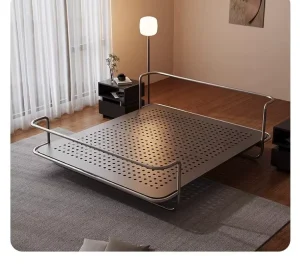 Modern Stainless Steel Double Bed Light Luxury Metal Antique Vintage for Bedroom