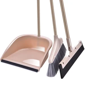 Modern Steel Broom Set Home Dustpan Combination Non stick Hair Sweeping Scraping Floor Wiper Plastic Handle Single Hard Bristles