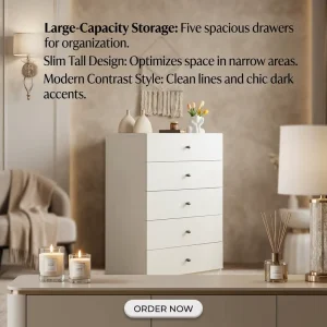 Modern Steel Chest of 5 Drawers Living Room Bedroom Cabinet Storage Furniture for Diverse Usage Scenarios