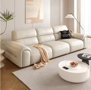 Modern Style Home Furniture PU Leather Three Seat Convertible Recliner Sofa Set Camel Back for Home Hotel Living Room Apartment