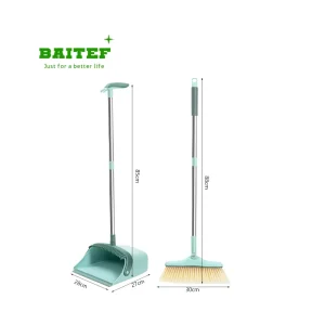 Modern Style Household Floor Cleaning Broom and Dustpan Set with Bristle Metal Handle Portable Lightweight Design