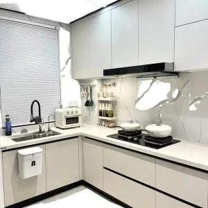 Modern Style Kitchenette for Apartment Small Wooden Kitchen Cabinets with Melamine Board All in One Kitchen Unit