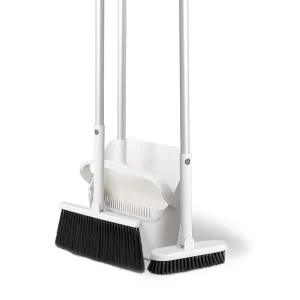 Modern Style Metal Handle Floor Brush Medium Bristles PP Dustpan Set Durable Lightweight Plastic Brush Head Cleaning