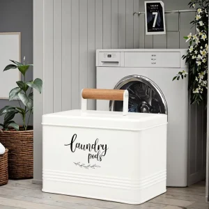 Modern Style Rectangle Metal Cream Pods Lid Multifunction Sustainable Storage Boxes Bins for Laundry Room Organization