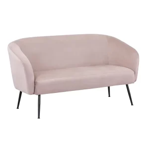 Modern Three-Seater Velvet Sofa with Metal Legs