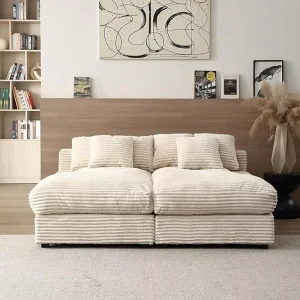 Modern Two Seat Reclining Sofa Bed with High Resilience Foam and Corduroy Cover for Hotels & Apartments