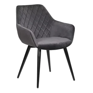 Modern Upholstered Dining Chair with Metal Legs and Armrests for Nordic Home Restaurant Hotel Commercial Use