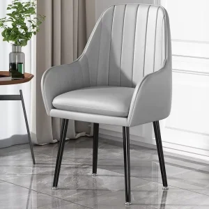 Modern Velvet Dining Chair with Metal Legs and Armrests