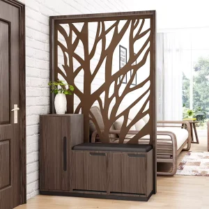 Modern Walnut Wooden Shoe Storage Entrance Cabinet