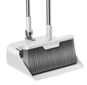 Modern White Extendable Foldable Aluminum Broom Dustpan Set Soft Bristle Plastic Handle 32*100cm