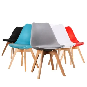 Modern Wood-Leg Plastic Dining Chair