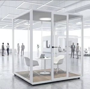 Modular Duo Interaction Pod with Reinforced Soundproofing Shell