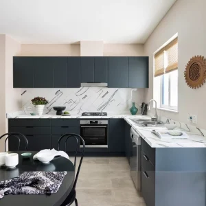 Modular Kitchen Storage Cabinet Modern Design Sink Base Cabinets with Glass Doors Faucet Included Complete Kitchen Sets