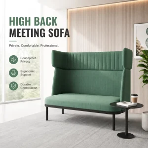 Modular Office Sofa Set Olive Green High-Back Soundproof High-Density Sponge for Meetings