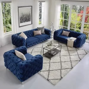 Monovel Sofa 127 American Style Flannel Three Seat Modular Sofa Set with Metal Legs Light Luxury Design for Villa Apartment