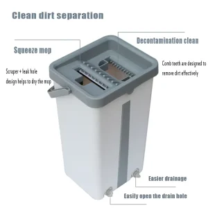 Mopping Cloths Stainless Steel Handle Semiautomatic Wringing Mop and Bucket Set